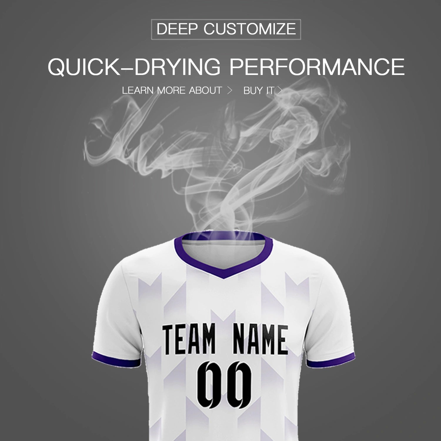 Custom White Purple Men Uniform Soccer Sets Jersey