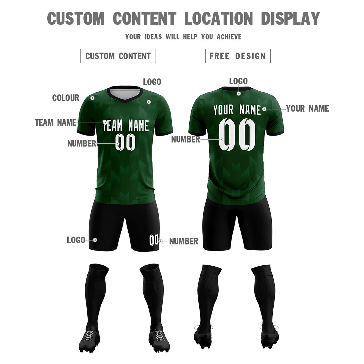 Custom Green Gray Men Uniform Soccer Sets Jersey