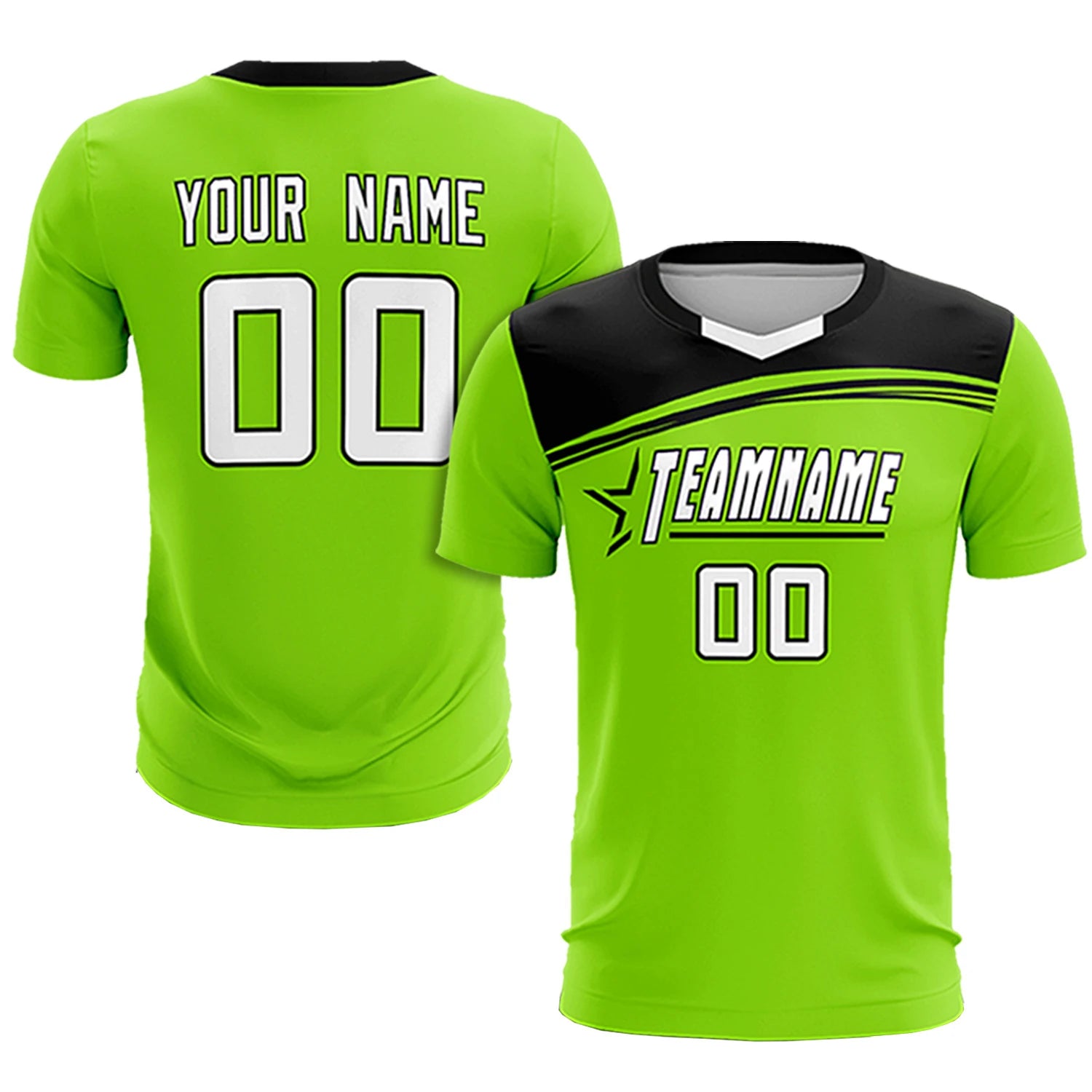 Custom Neon Green Black Personalized Men Soccer Sets Jersey