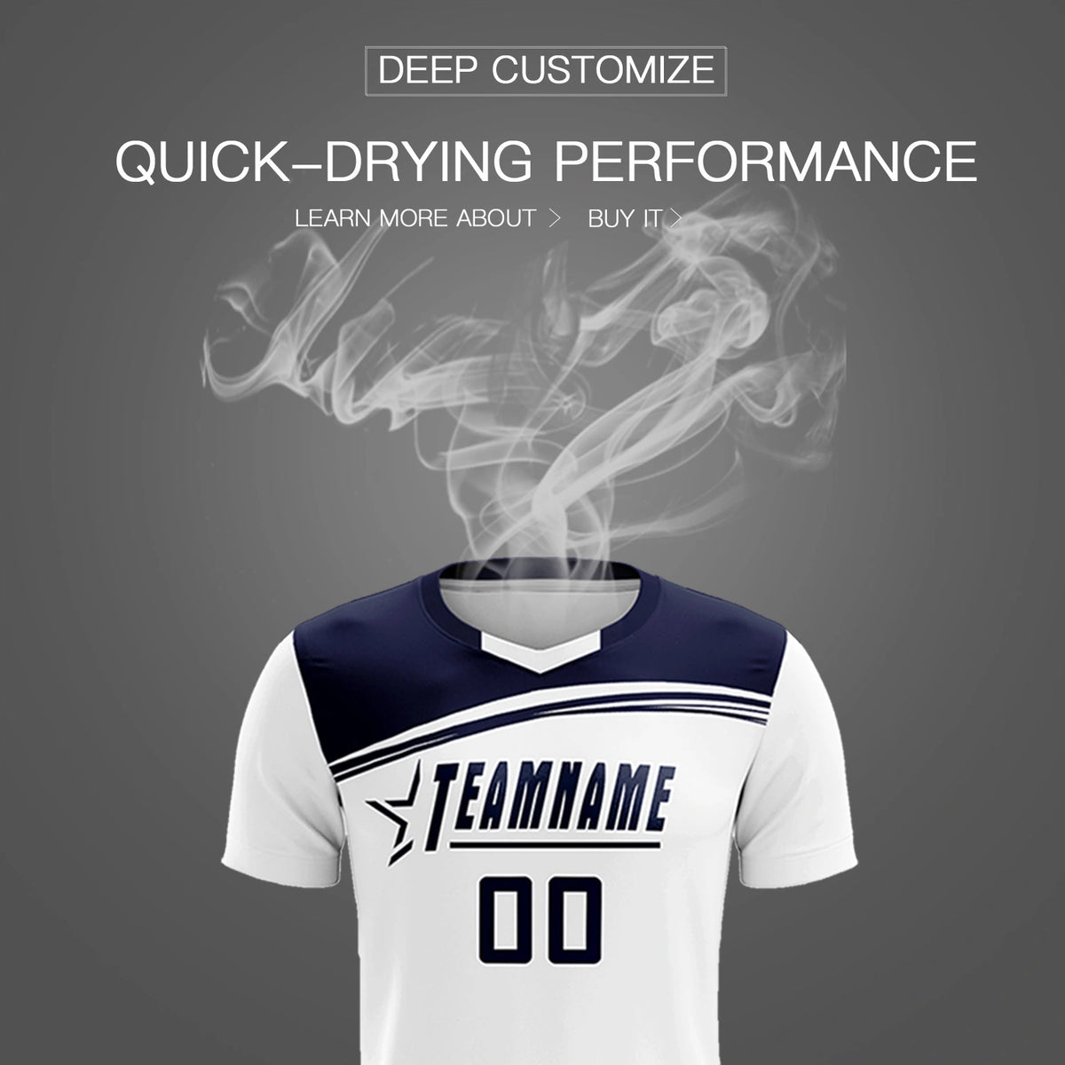 Custom White Navy Personalized Men Soccer Sets Jersey