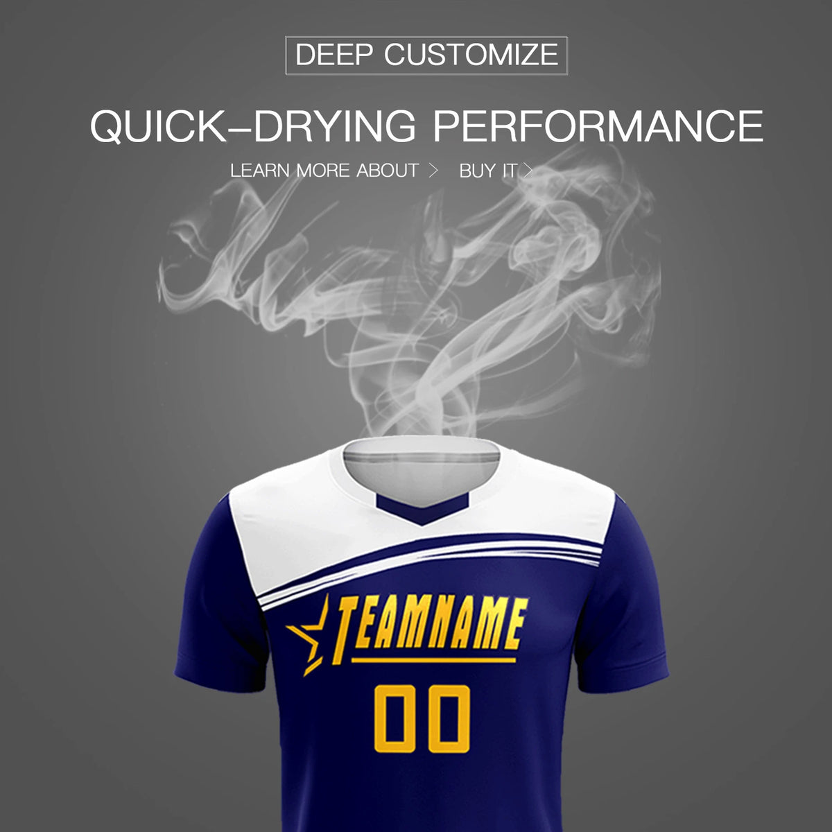 Custom Royal Blue White Personalized Men Soccer Sets Jersey