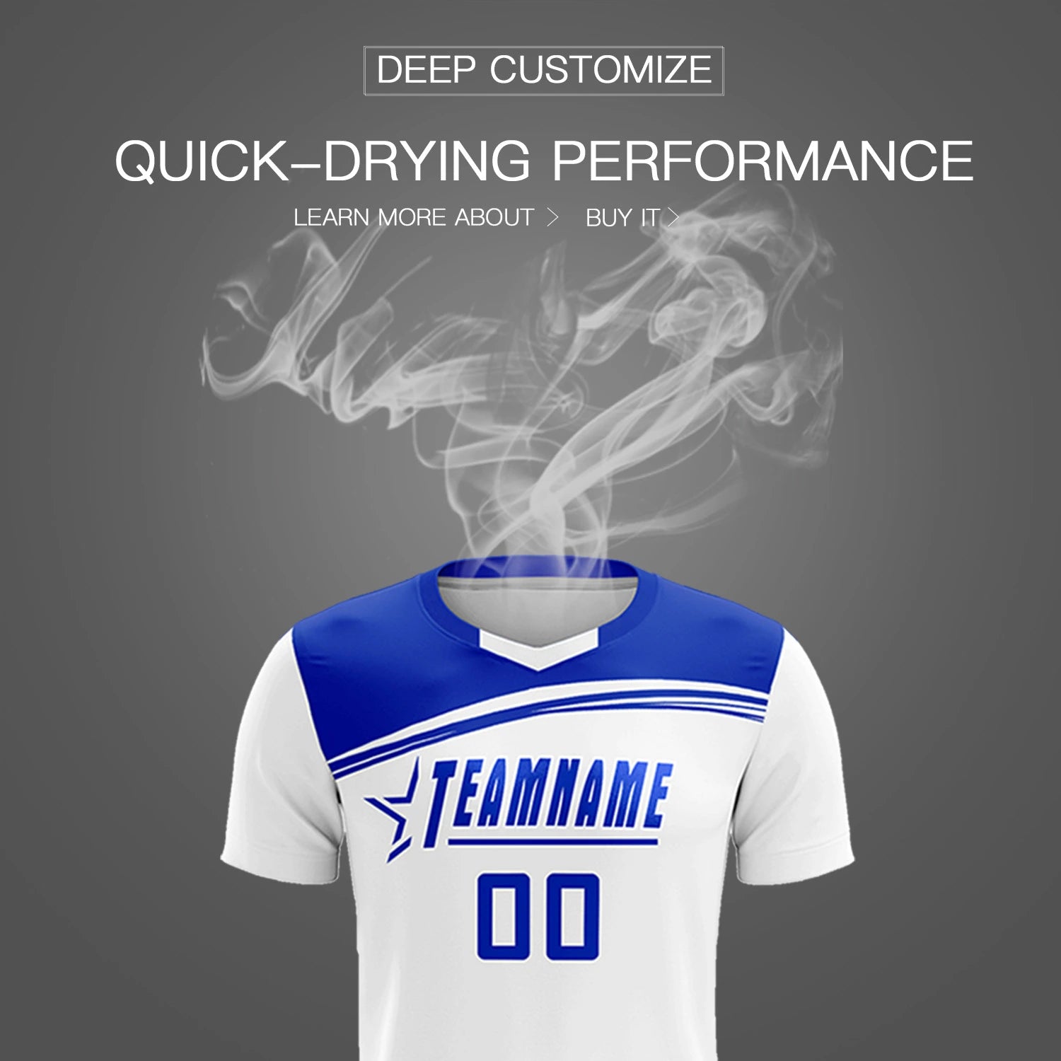 Custom White Royal Blue Personalized Men Soccer Sets Jersey