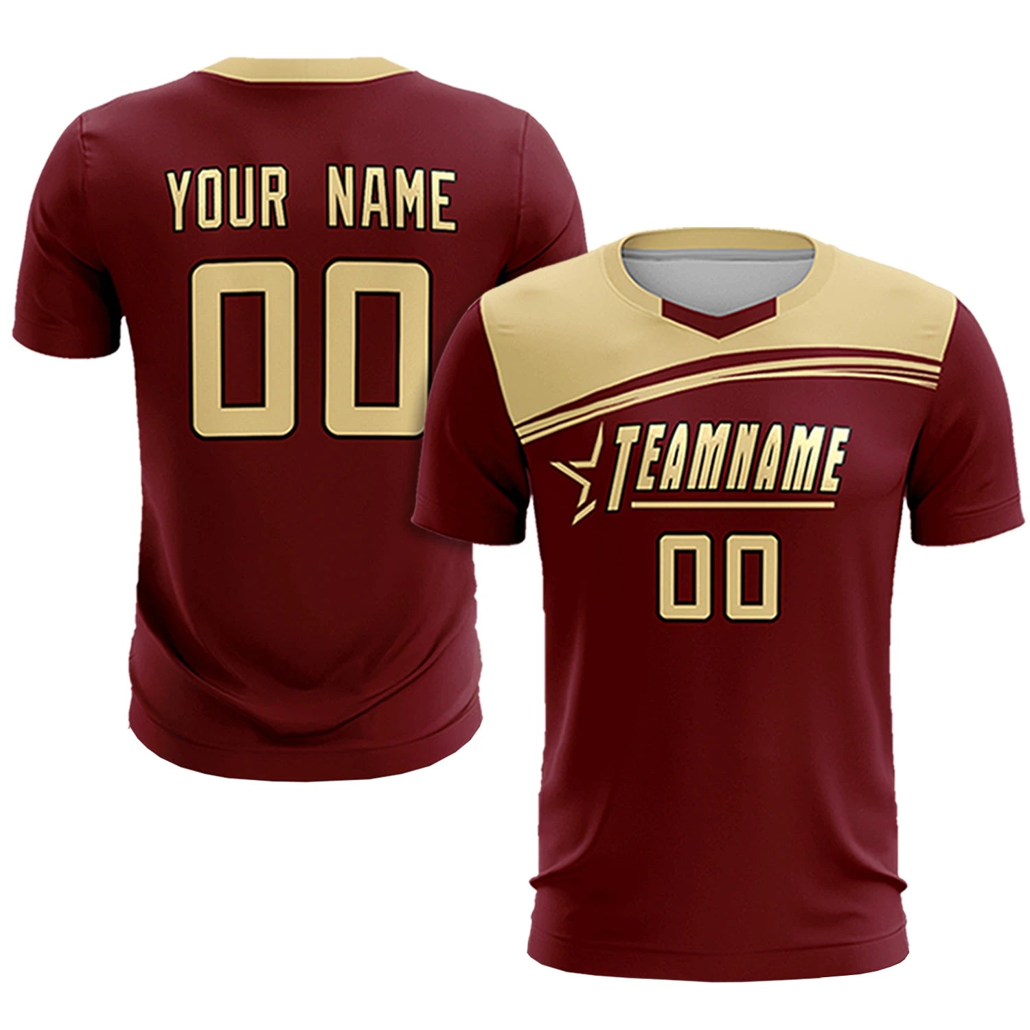 Custom Crimson Khaki Personalized Men Soccer Sets Jersey