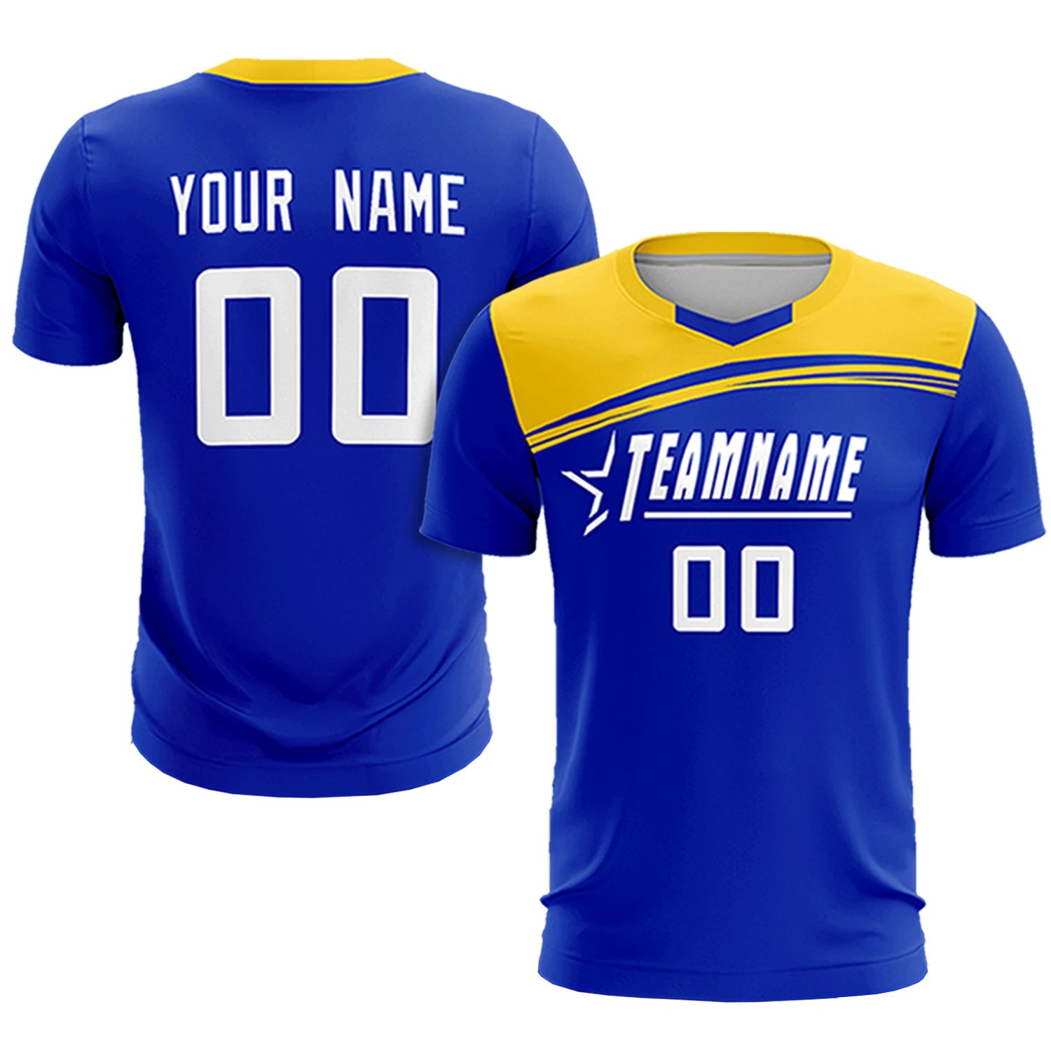 Custom Royal Blue Gold01 Personalized Men Soccer Sets Jersey
