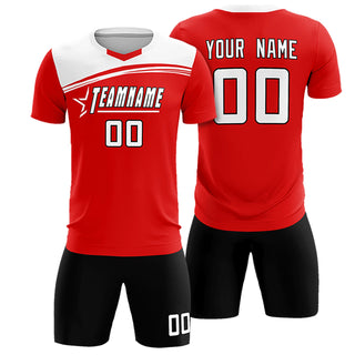 Custom Red White Personalized Men Soccer Sets Jersey - Style 1