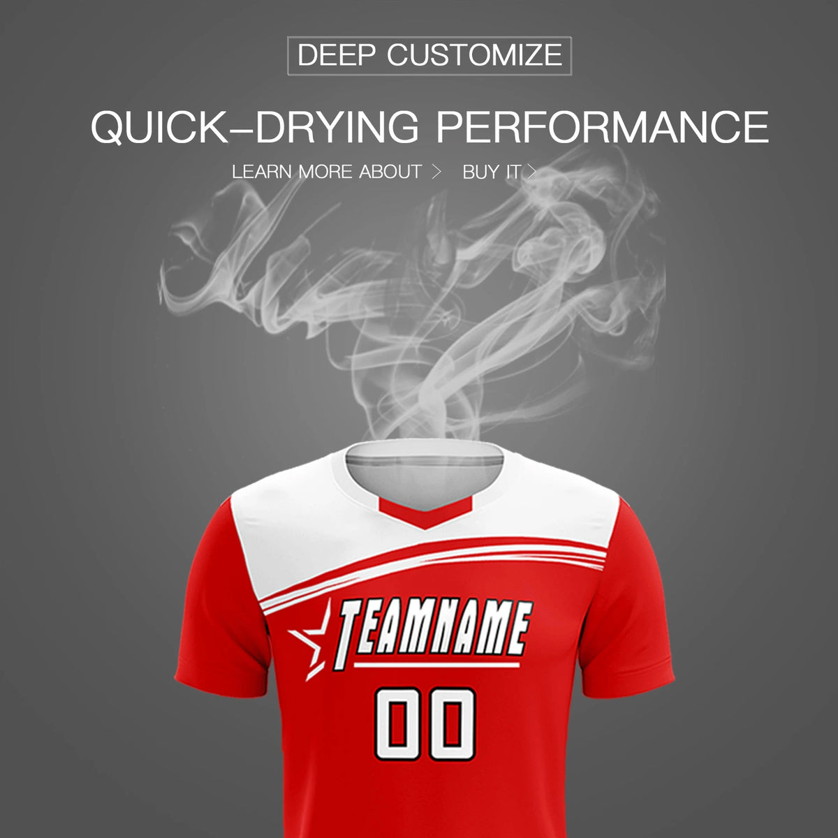 Custom Red White Personalized Men Soccer Sets Jersey
