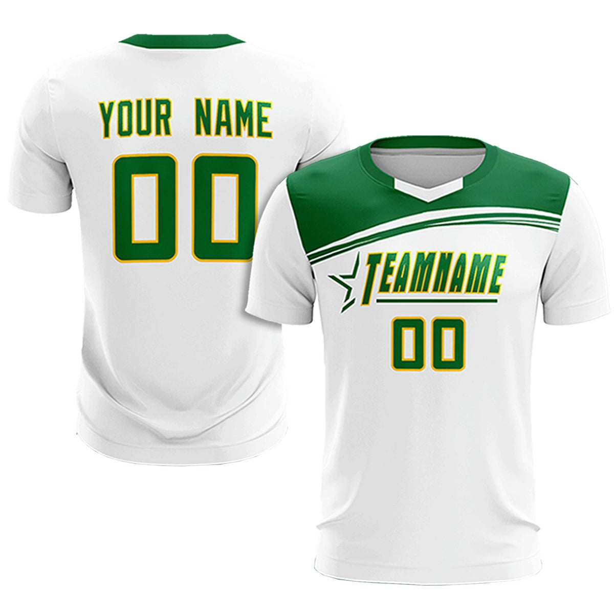Custom White Kelly Green Personalized Men Soccer Sets Jersey