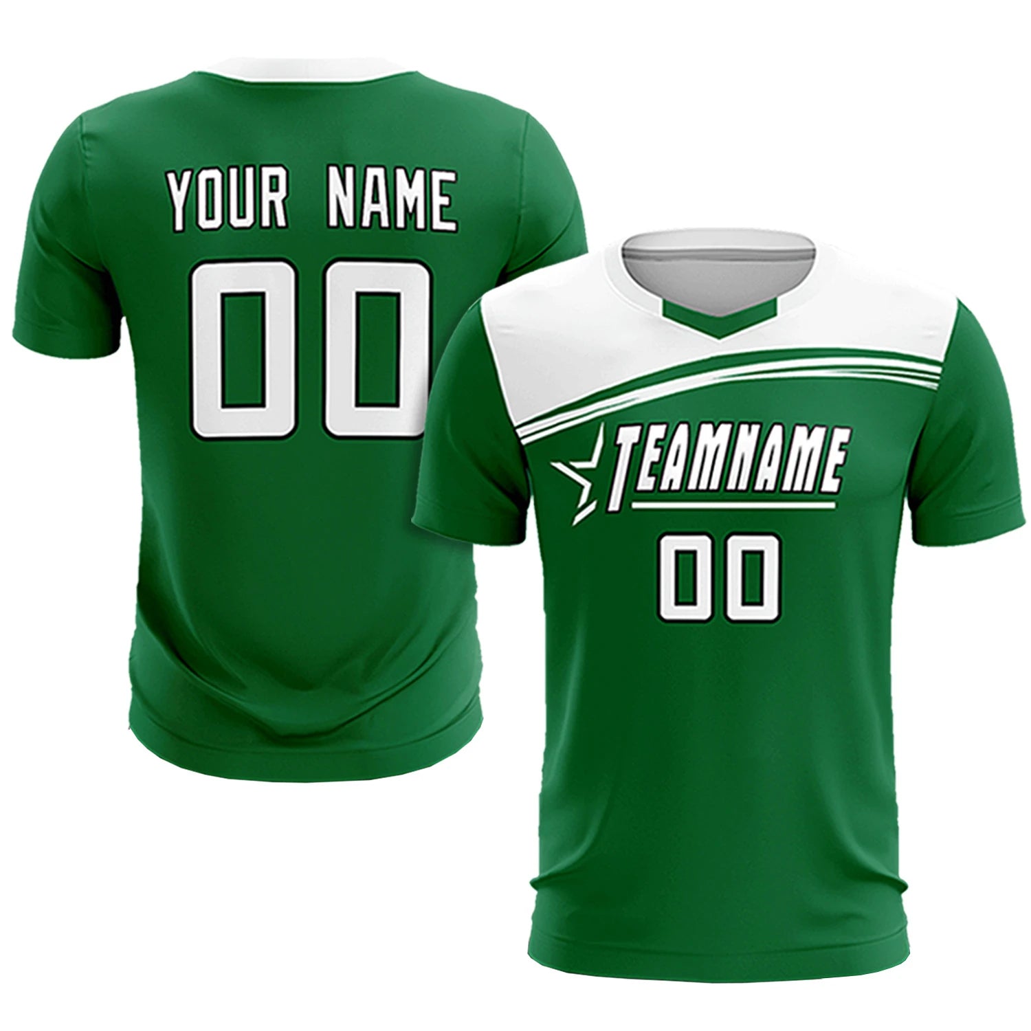 Custom Kelly Green White Personalized Men Soccer Sets Jersey