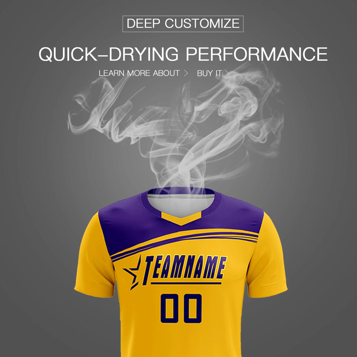 Custom Yellow Purple Personalized Men Soccer Sets Jersey