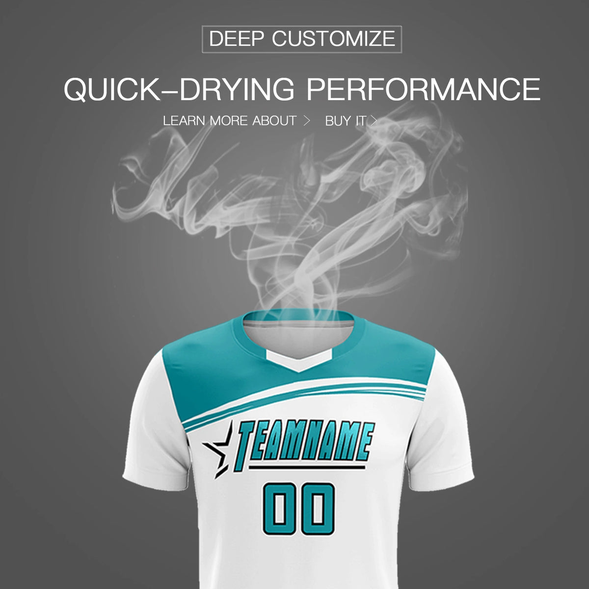 Custom White Aqua Personalized Men Soccer Sets Jersey