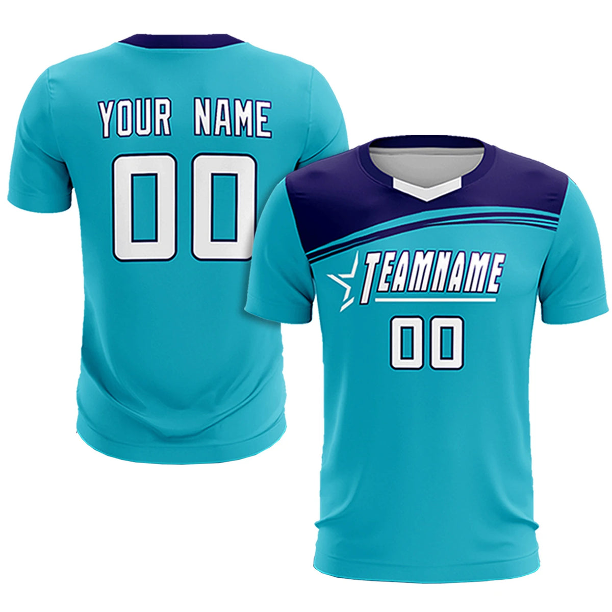 Custom Sky Blue Purple White Personalized Men Soccer Sets Jersey