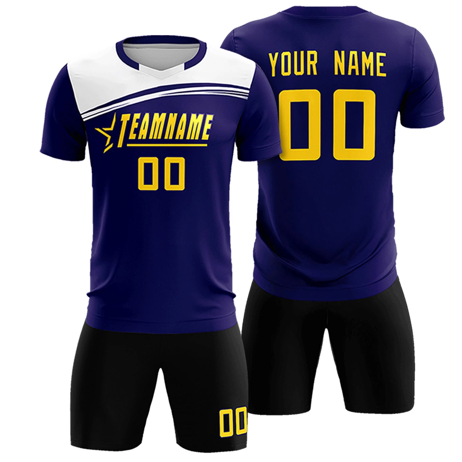 Custom Purple White White Personalized Men Soccer Sets Jersey