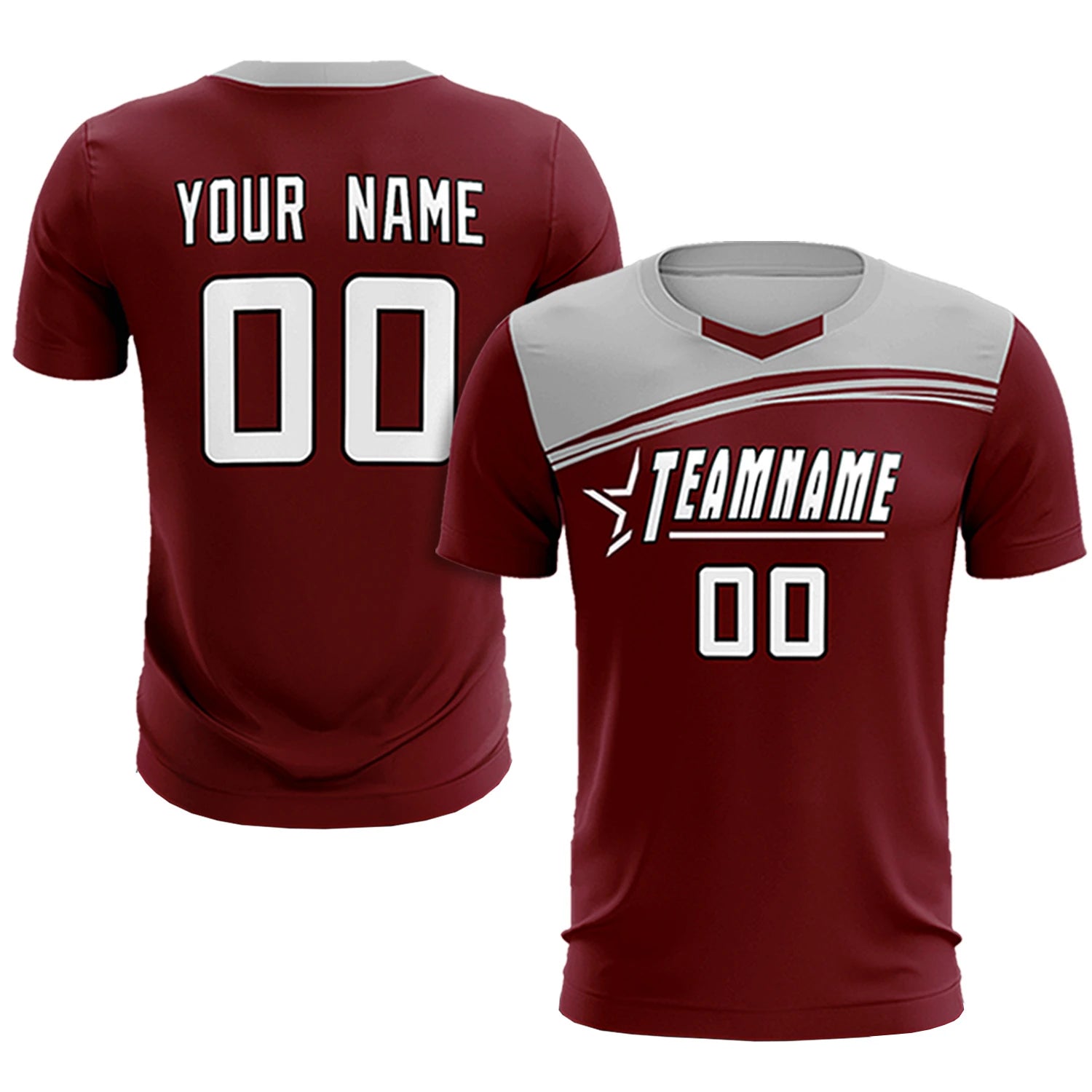 Custom Crimson Gray Personalized Men Soccer Sets Jersey