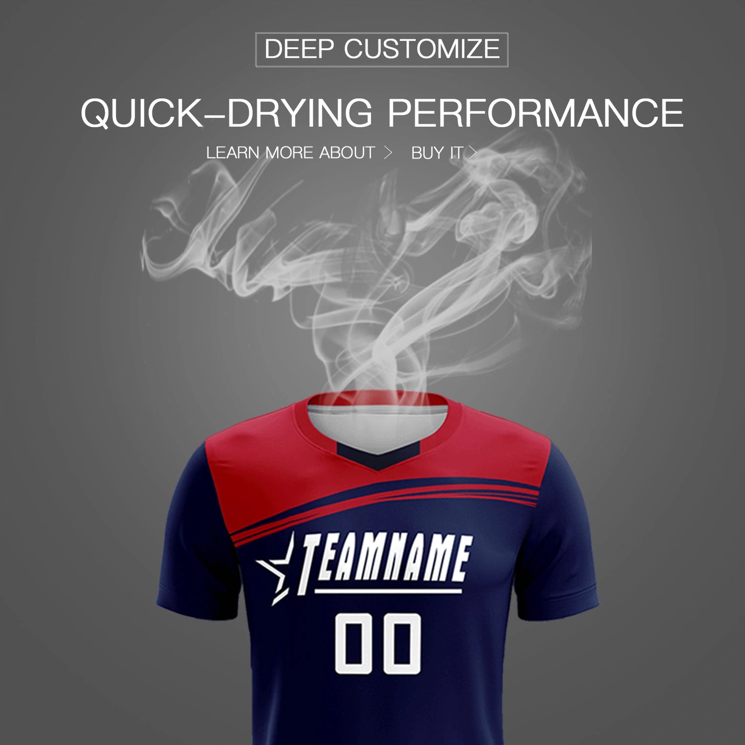 Custom Navy Red Personalized Men Soccer Sets Jersey