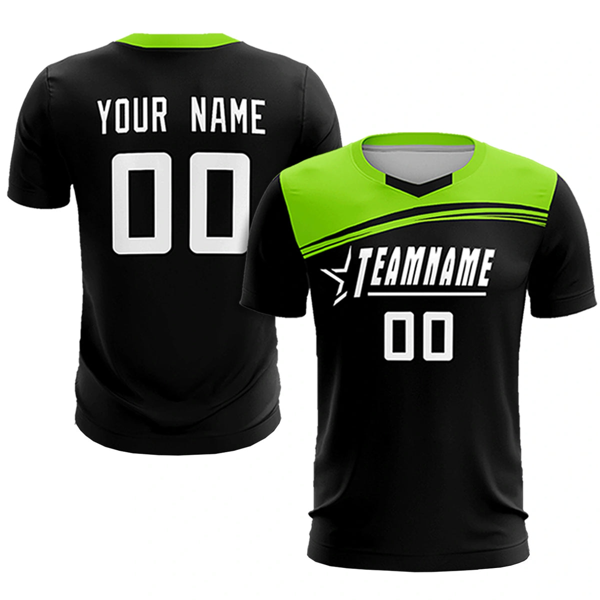 Custom Navy Neon Green Personalized Men Soccer Sets Jersey