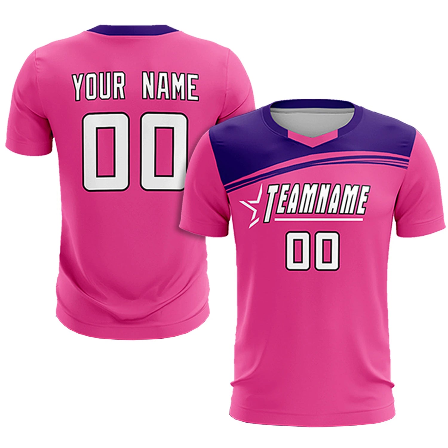 Custom Pink Purple Personalized Men Soccer Sets Jersey