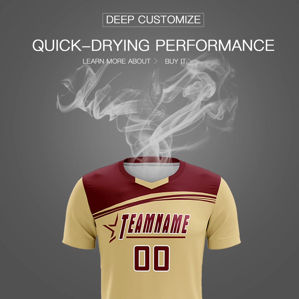 Custom Khaki Crimson Personalized Men Soccer Sets Jersey