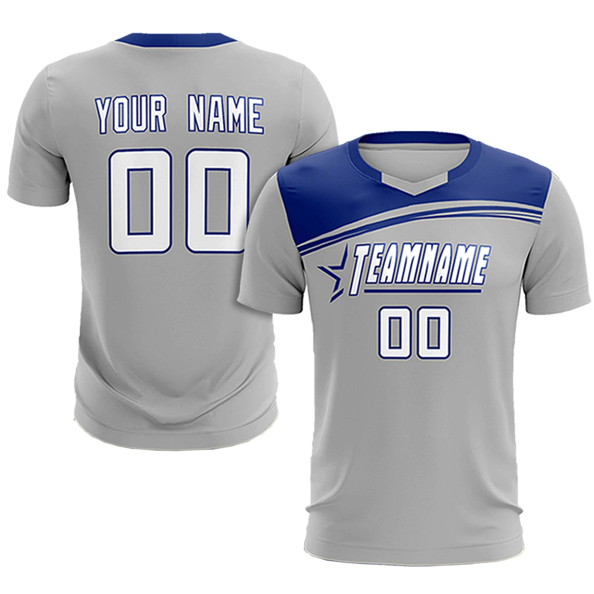 Custom Gray Sky Blue Personalized Men Soccer Sets Jersey