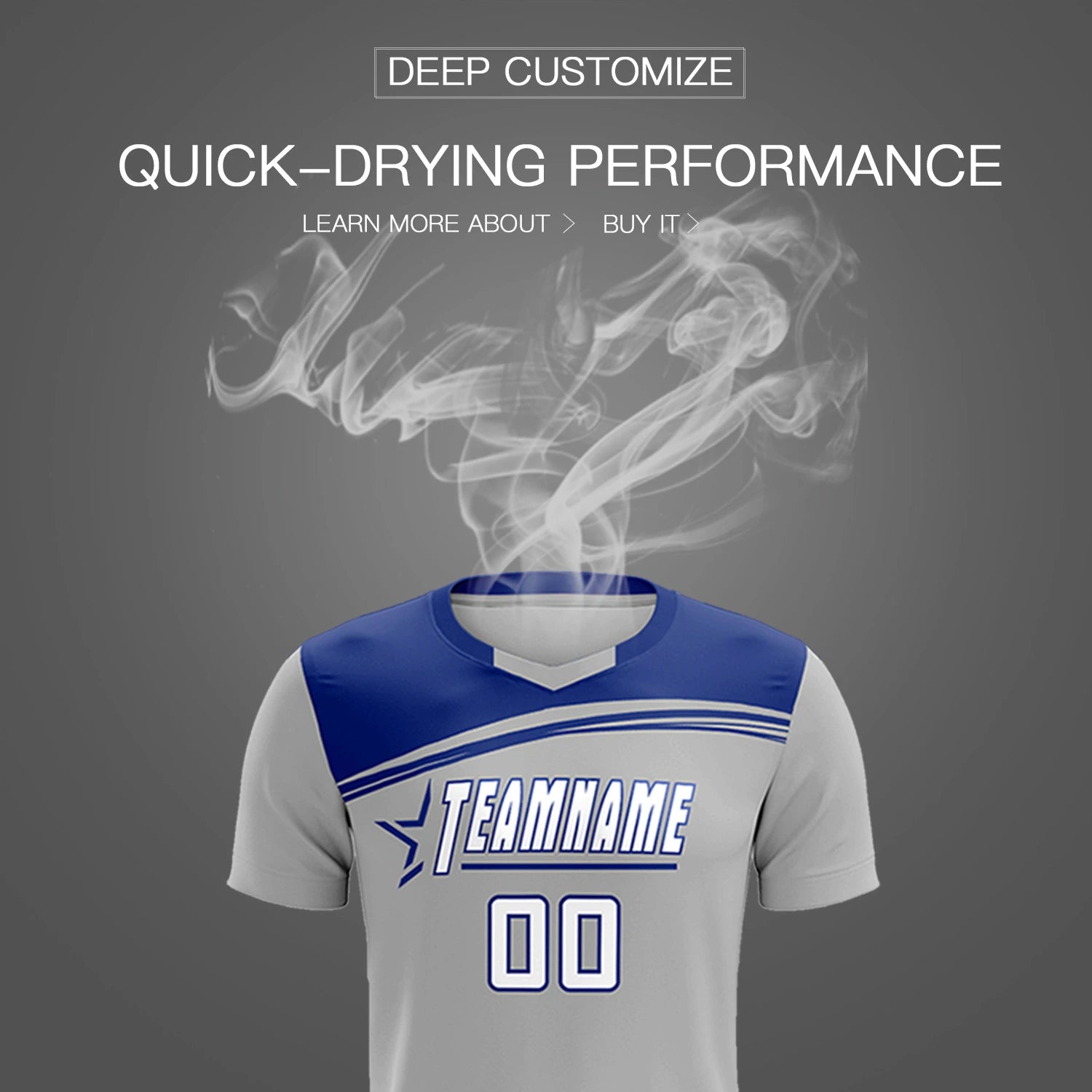 Custom Gray Sky Blue Personalized Men Soccer Sets Jersey