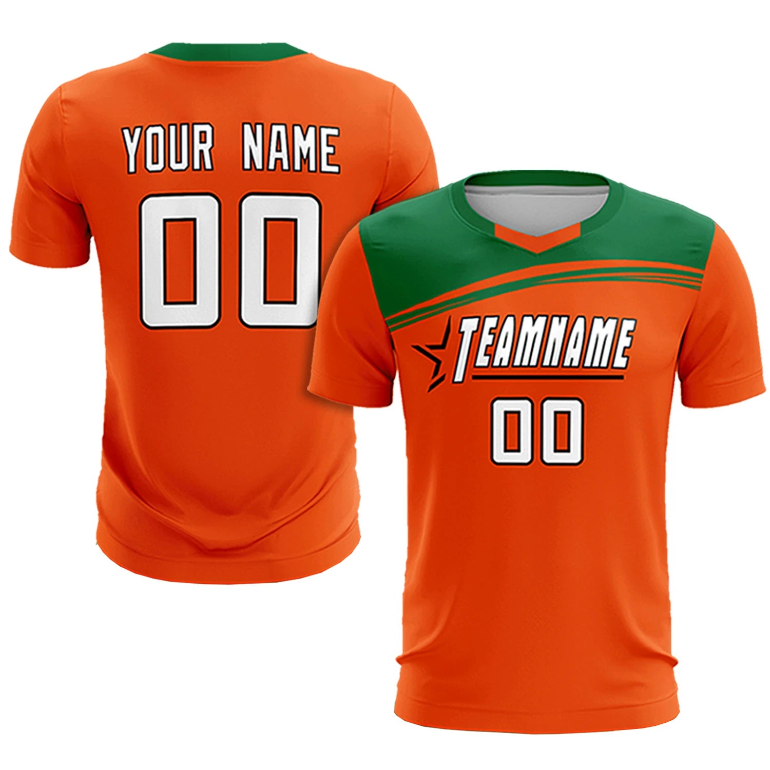 Custom Orange Kelly Green Personalized Men Soccer Sets Jersey
