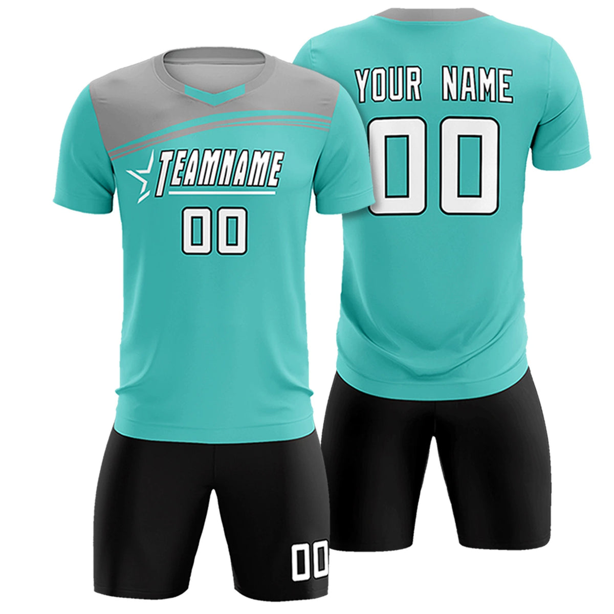 Custom Bright Green Gray Personalized Men Soccer Sets Jersey