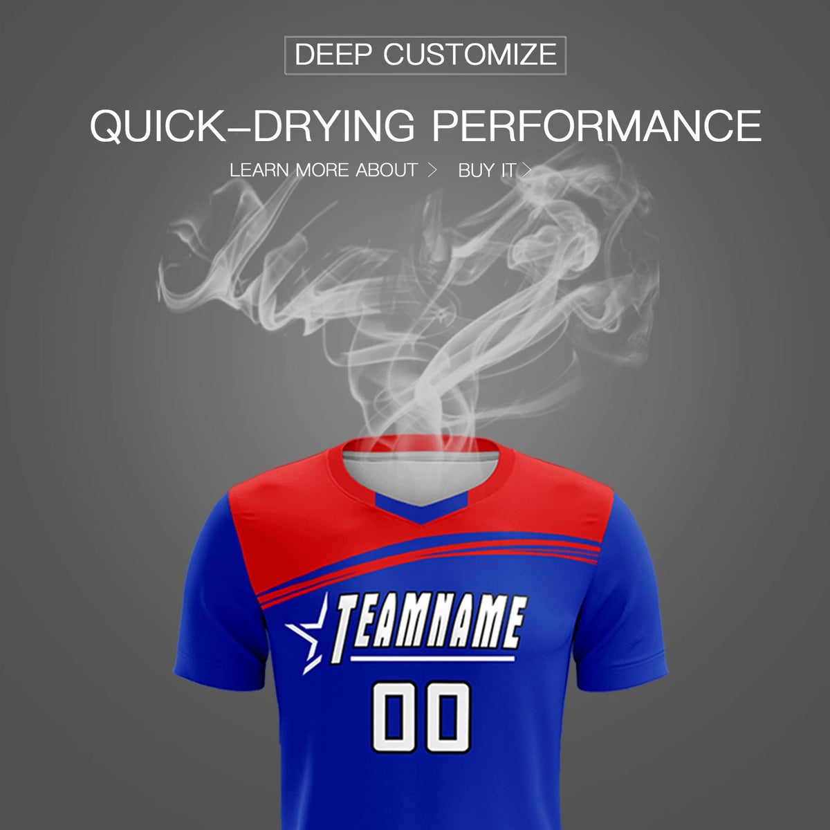 Custom Royal Blue Red Personalized Men Soccer Sets Jersey