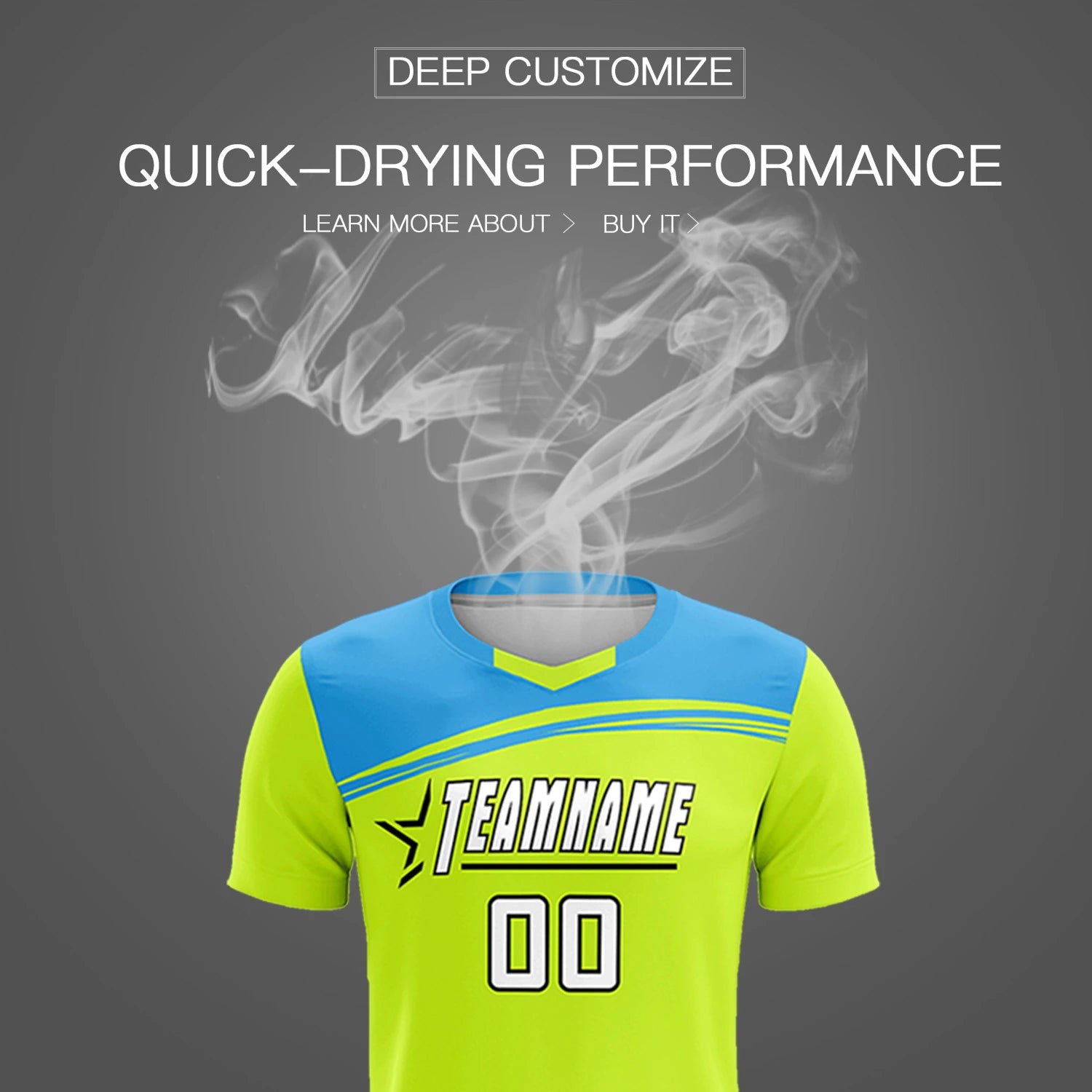 Custom Neon Green Powder Blue Personalized Men Soccer Sets Jersey