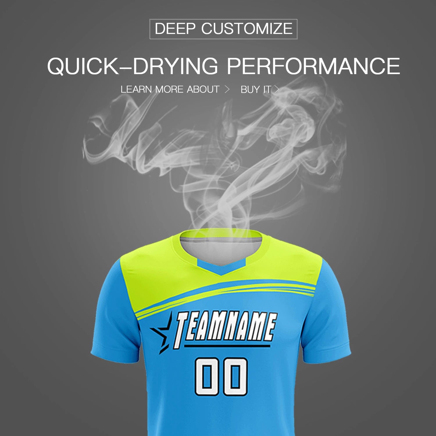 Custom Powder Blue Neon Green Personalized Men Soccer Sets Jersey
