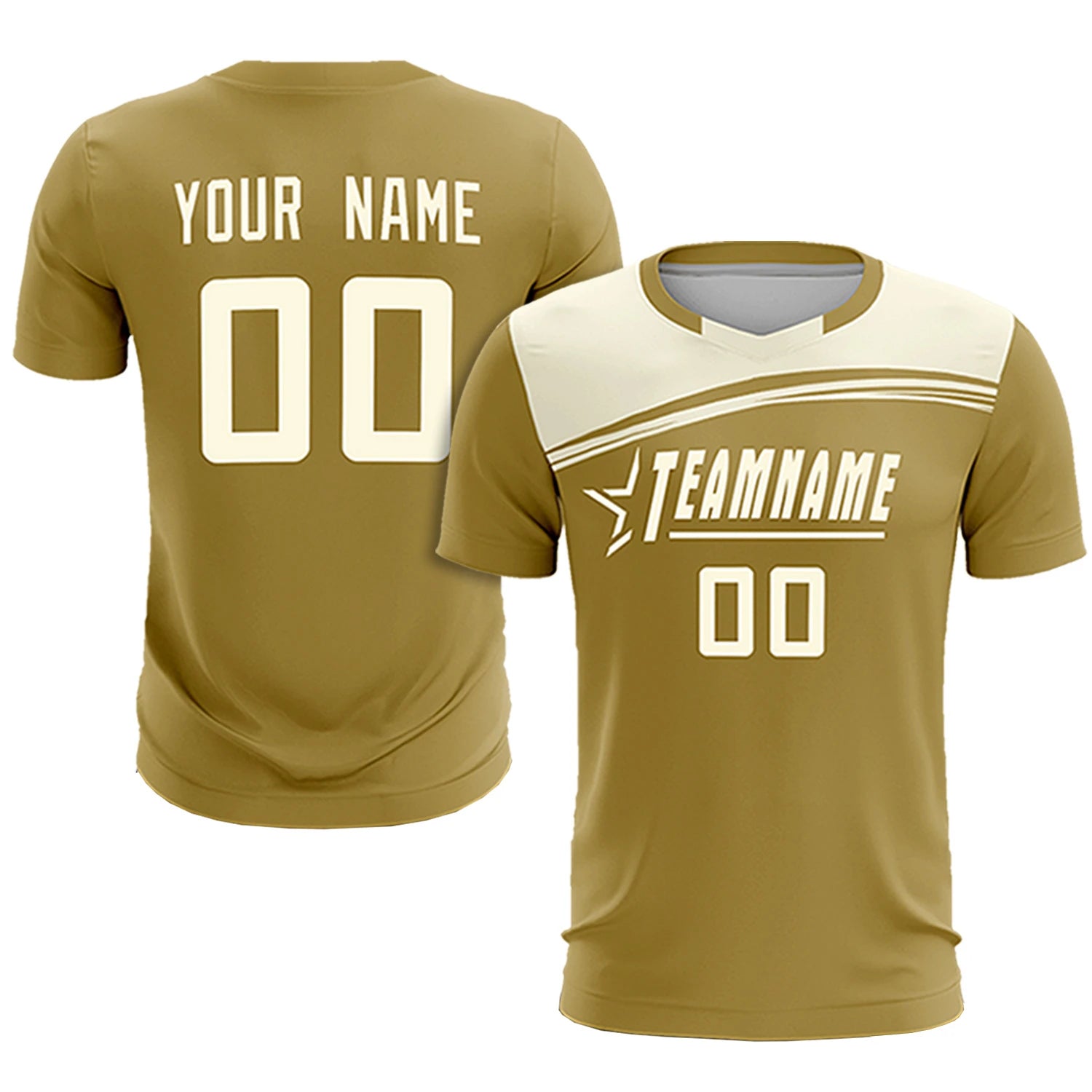 Custom Old Gold Cream Personalized Men Soccer Sets Jersey