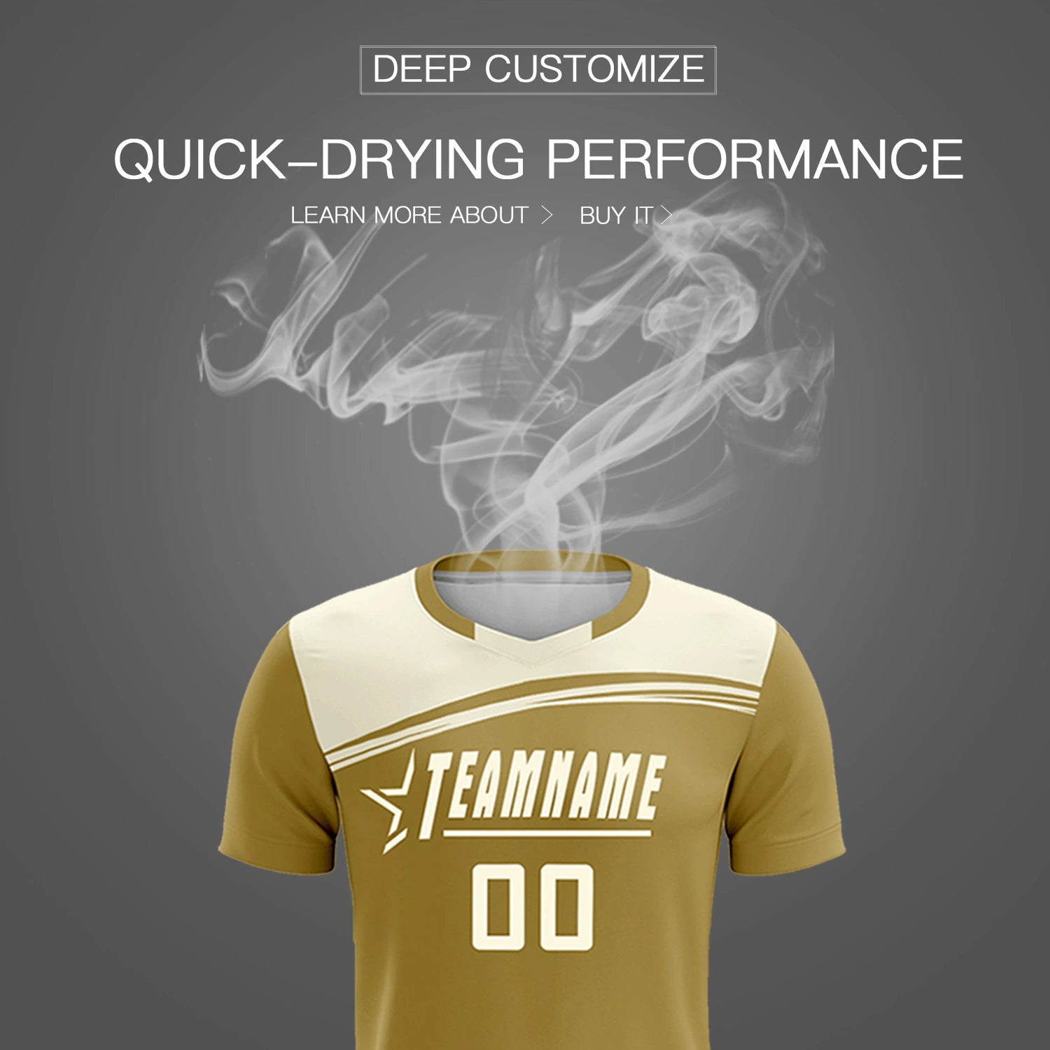 Custom Old Gold Cream Personalized Men Soccer Sets Jersey