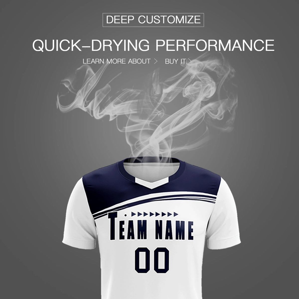 Custom White Navy Personalized Men Soccer Sets Jersey
