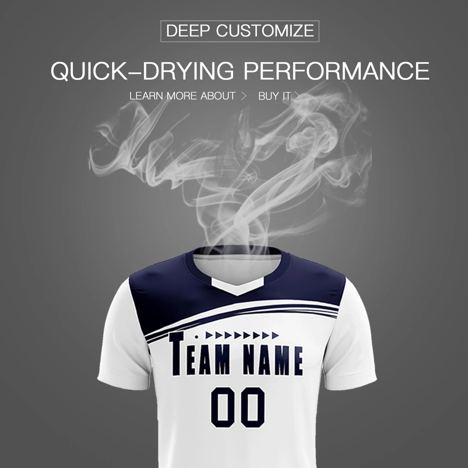 Custom White Navy Personalized Men Soccer Sets Jersey