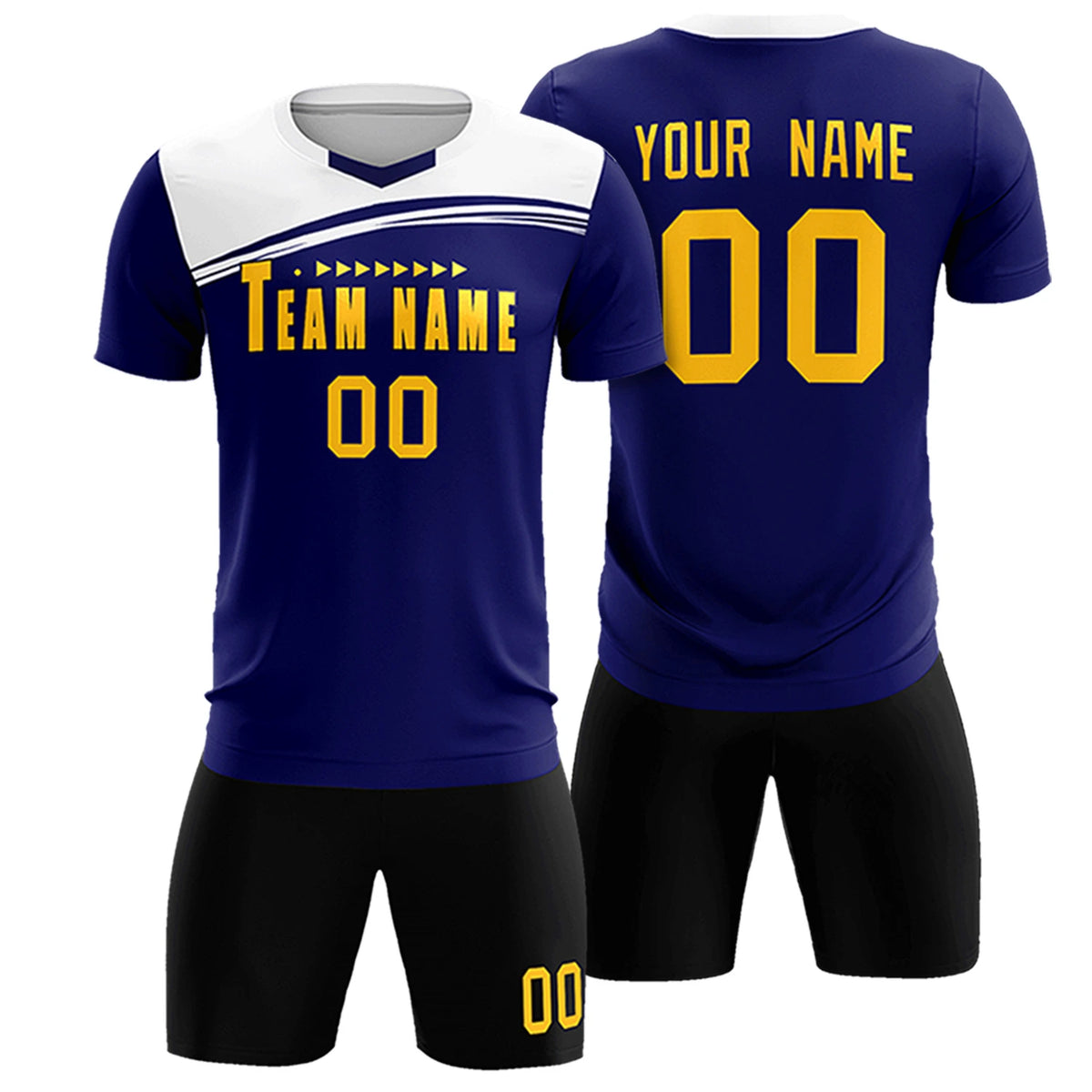 Custom Royal Blue White Personalized Men Soccer Sets Jersey