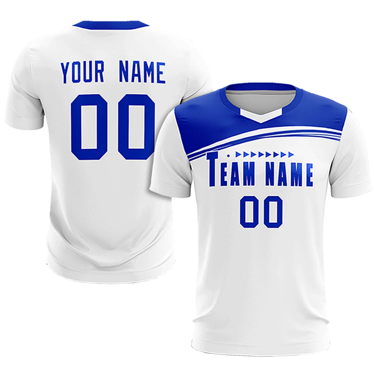 Custom White Royal Blue Personalized Men Soccer Sets Jersey