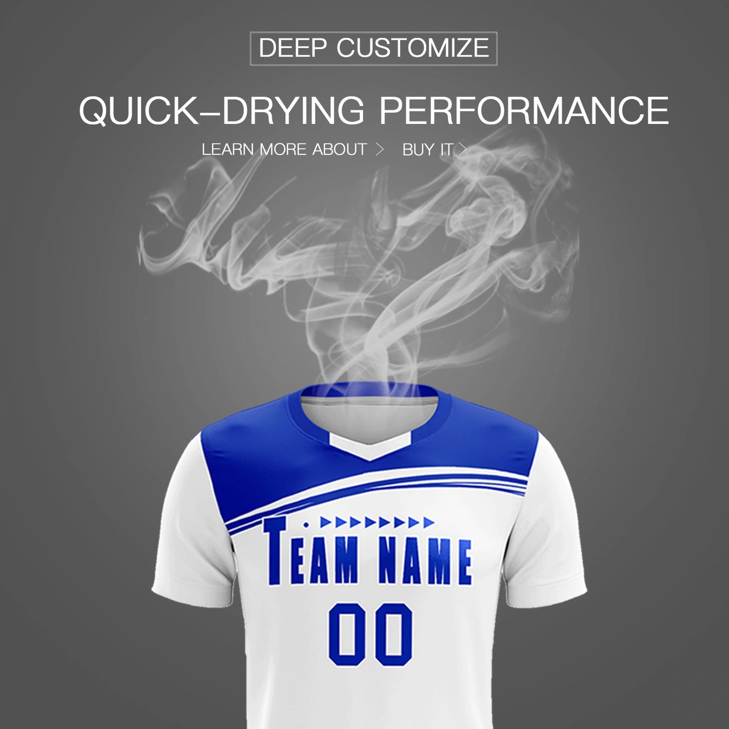Custom White Royal Blue Personalized Men Soccer Sets Jersey