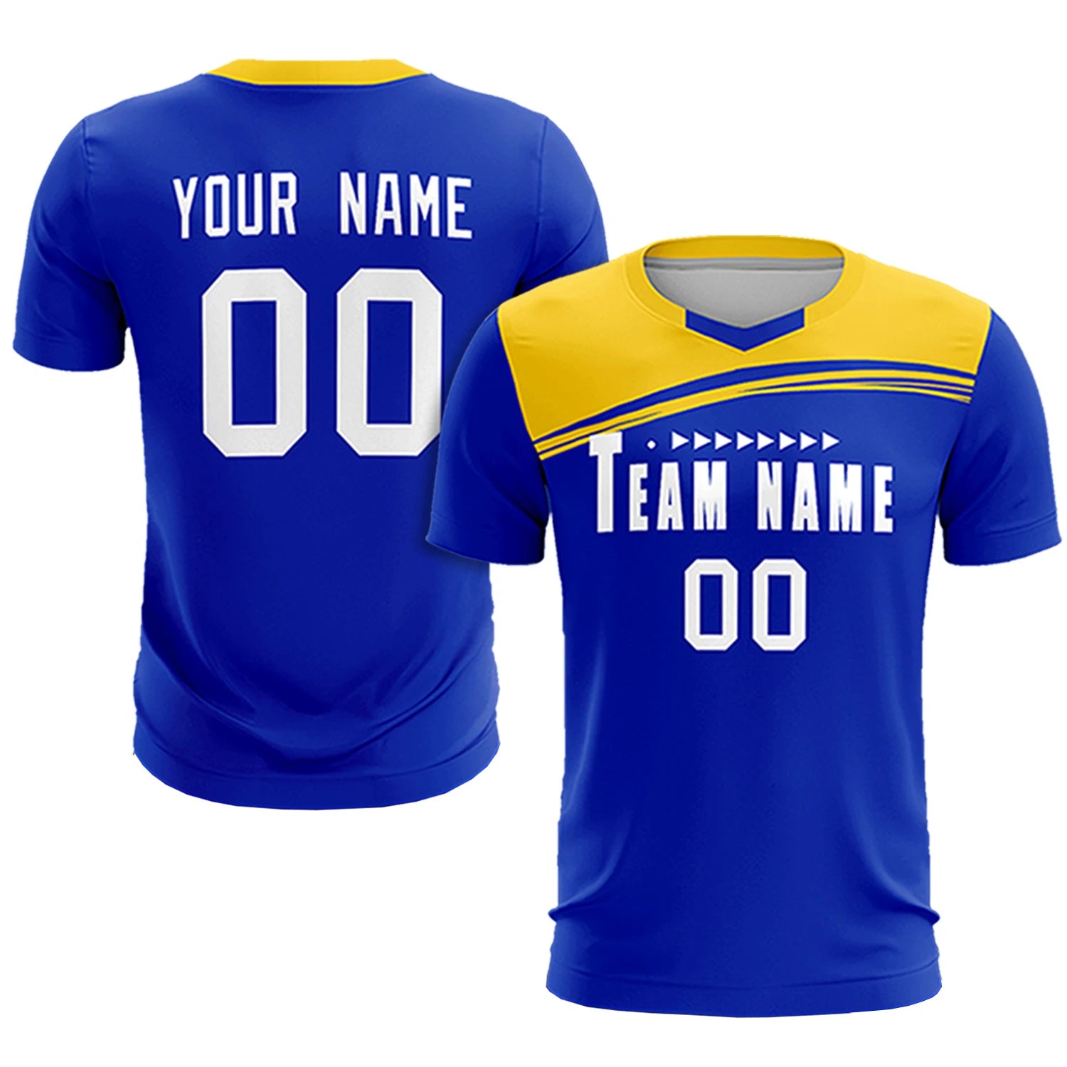 Custom Royal Blue Gold01 Personalized Men Soccer Sets Jersey