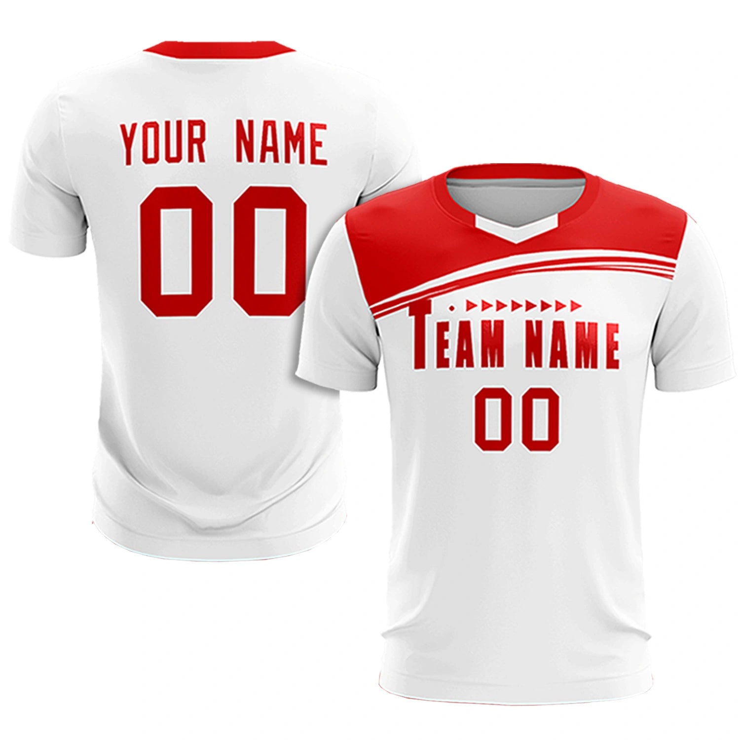 Custom White Red Personalized Men Soccer Sets Jersey