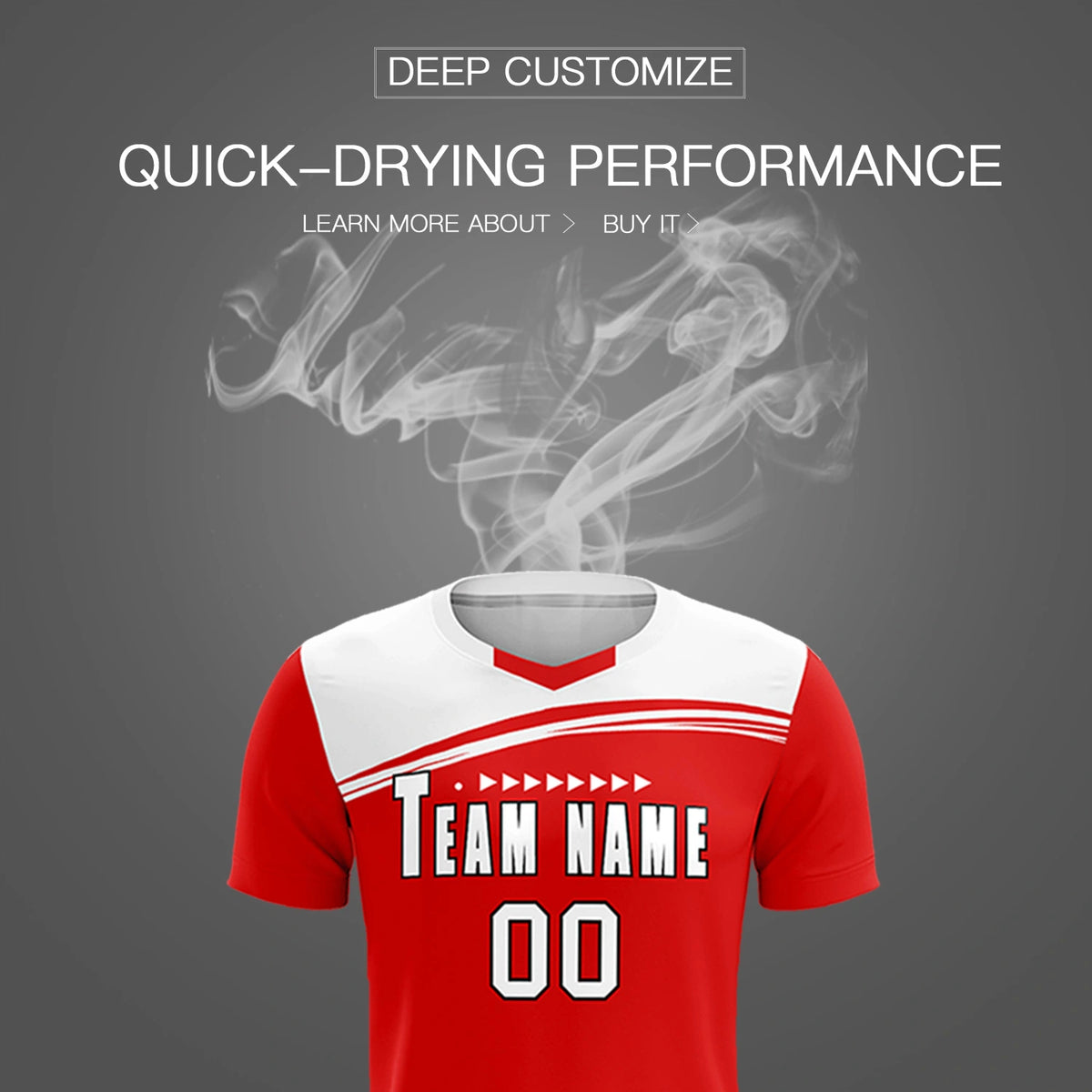 Custom Red White Personalized Men Soccer Sets Jersey