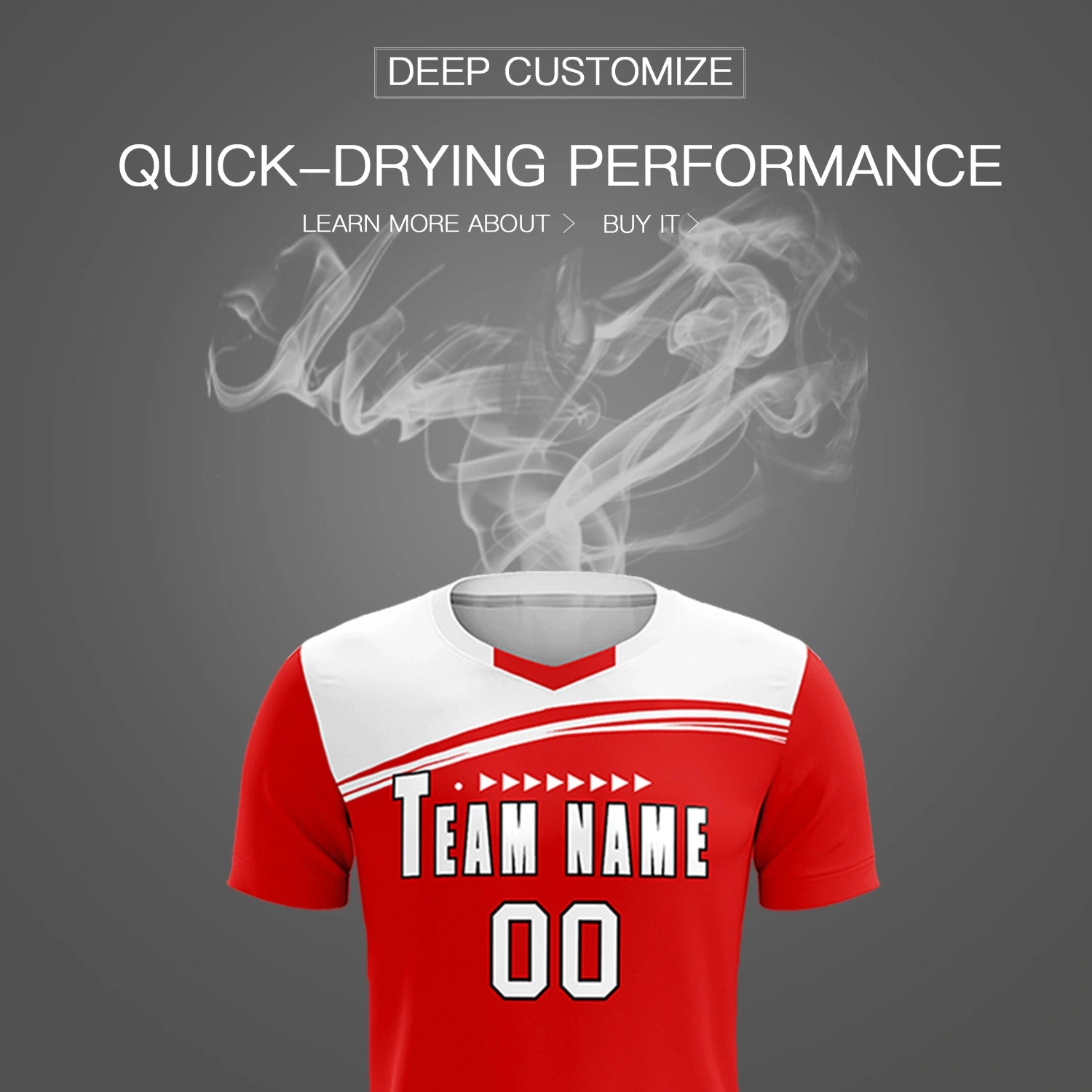 Custom Red White Personalized Men Soccer Sets Jersey
