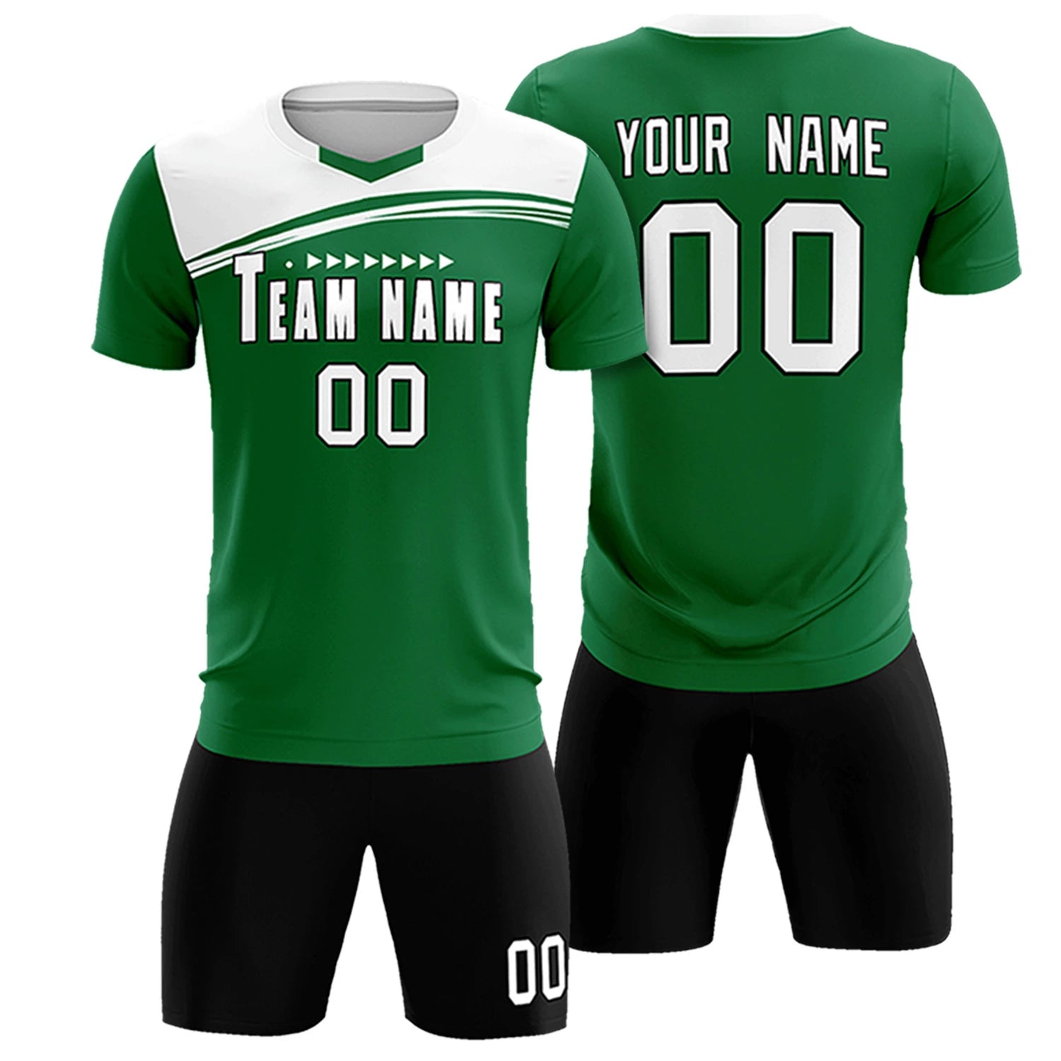 Custom Kelly Green White Personalized Men Soccer Sets Jersey