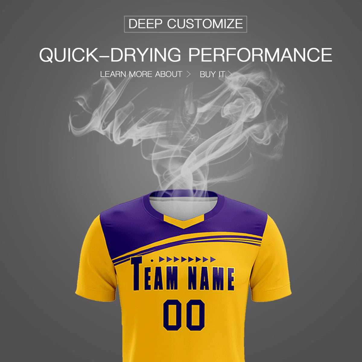 Custom Yellow Purple Personalized Men Soccer Sets Jersey