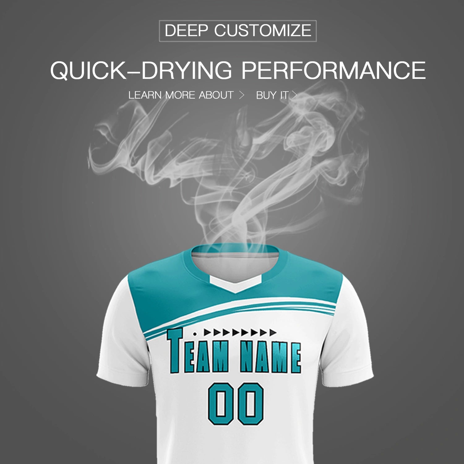 Custom White Aqua Personalized Men Soccer Sets Jersey