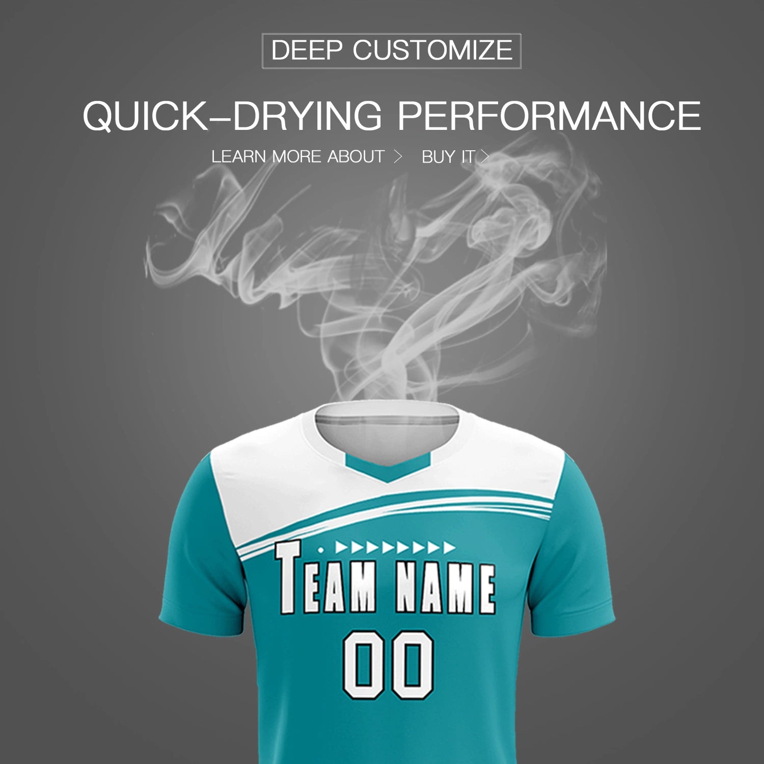 Custom Aqua White Personalized Men Soccer Sets Jersey