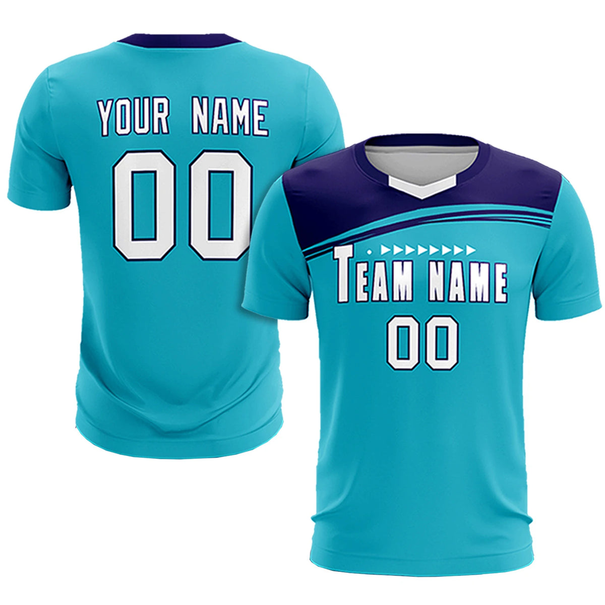 Custom Sky Blue Purple White Personalized Men Soccer Sets Jersey