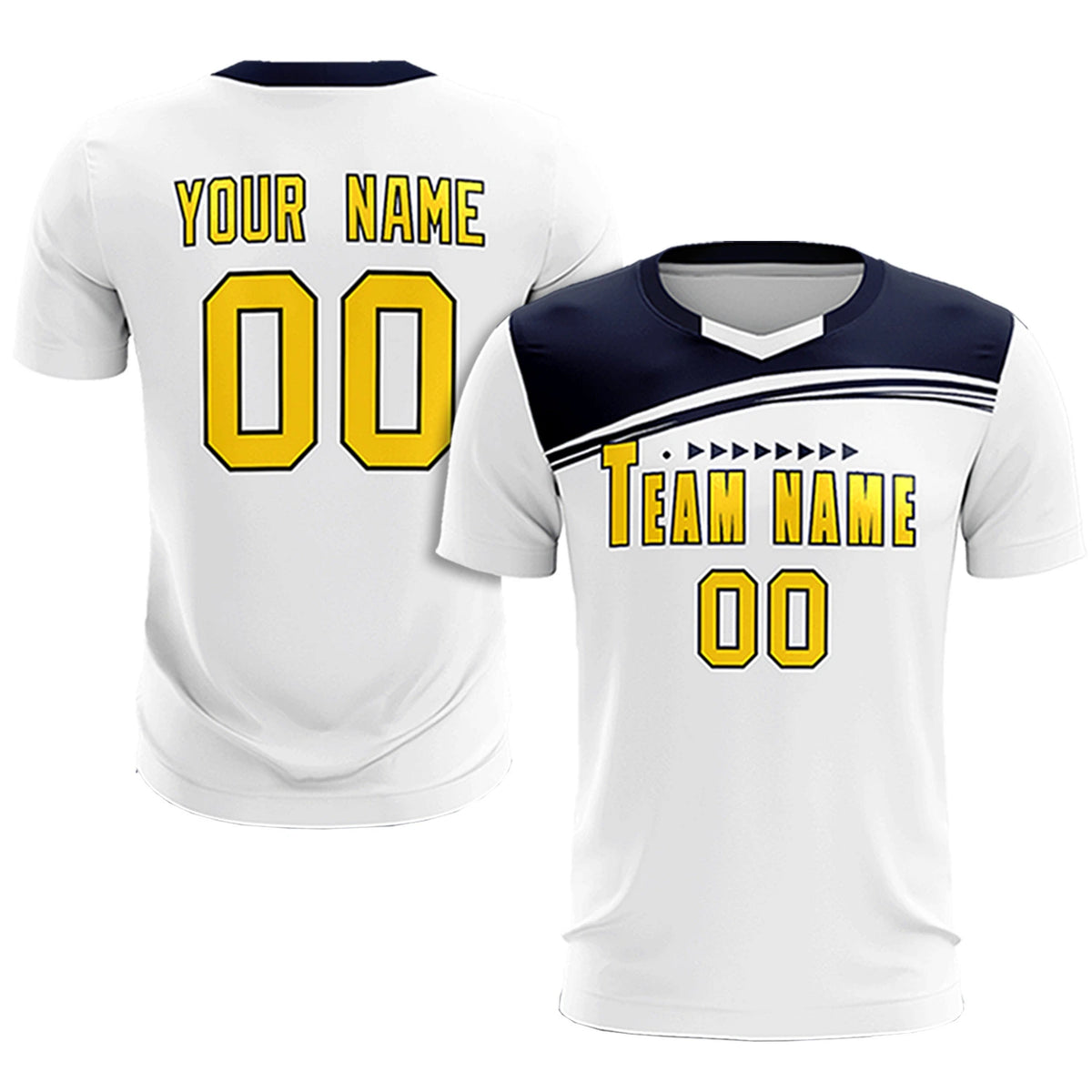 Custom White Navy Personalized Men Soccer Sets Jersey