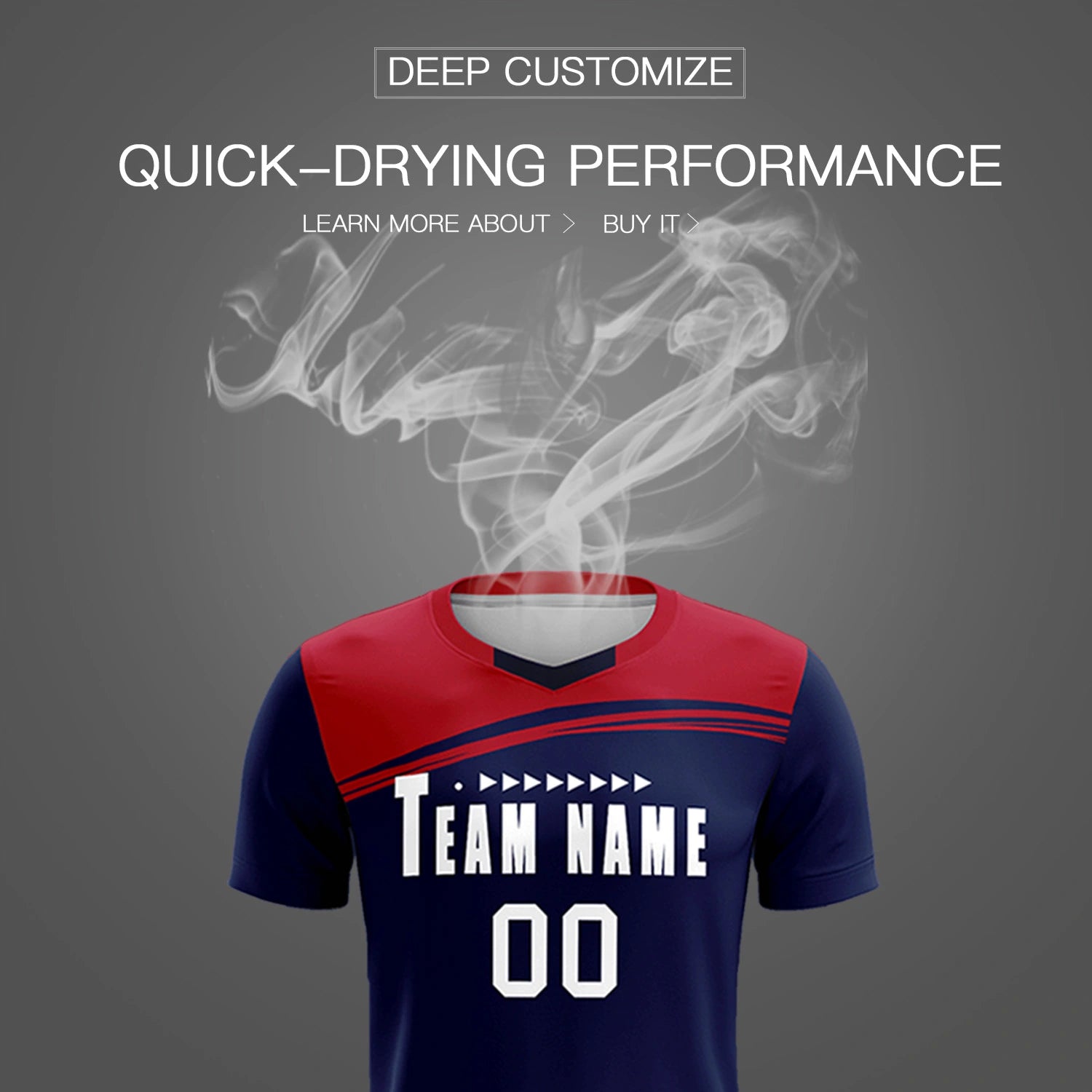 Custom Navy Red Personalized Men Soccer Sets Jersey