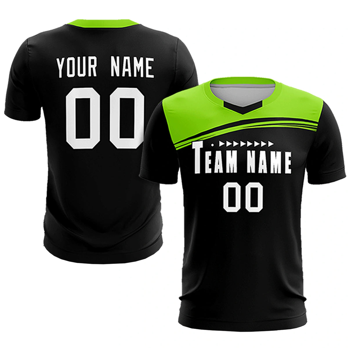 Custom Navy Neon Green Personalized Men Soccer Sets Jersey