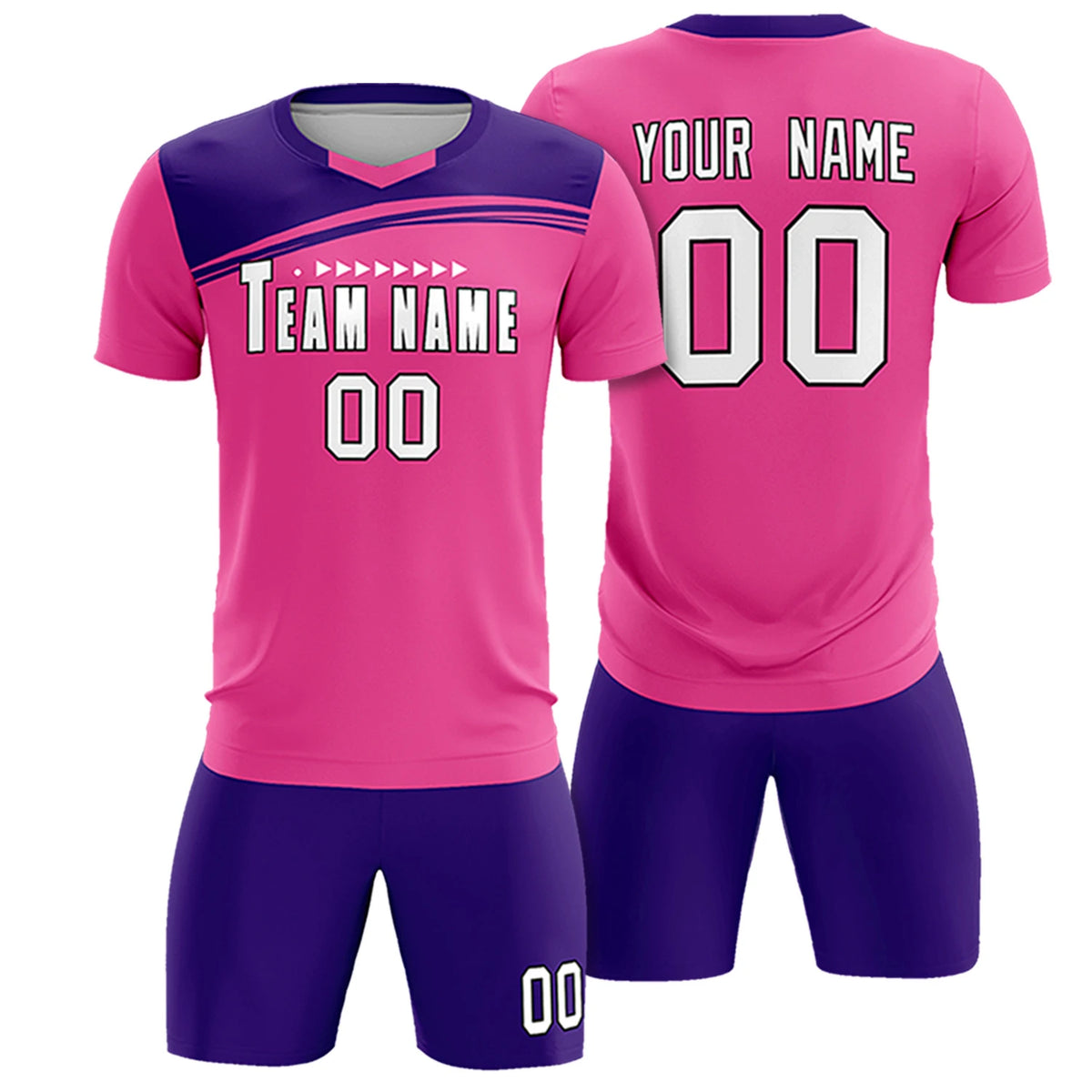 Custom Pink Purple Personalized Men Soccer Sets Jersey