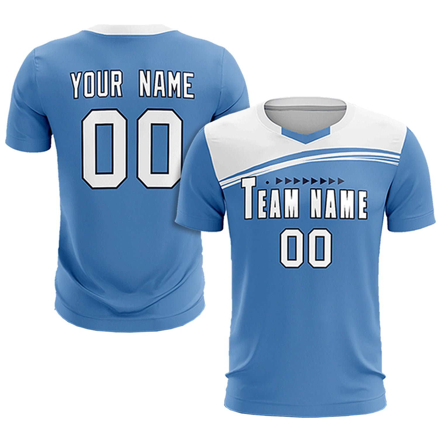 Custom Light Blue White Personalized Men Soccer Sets Jersey