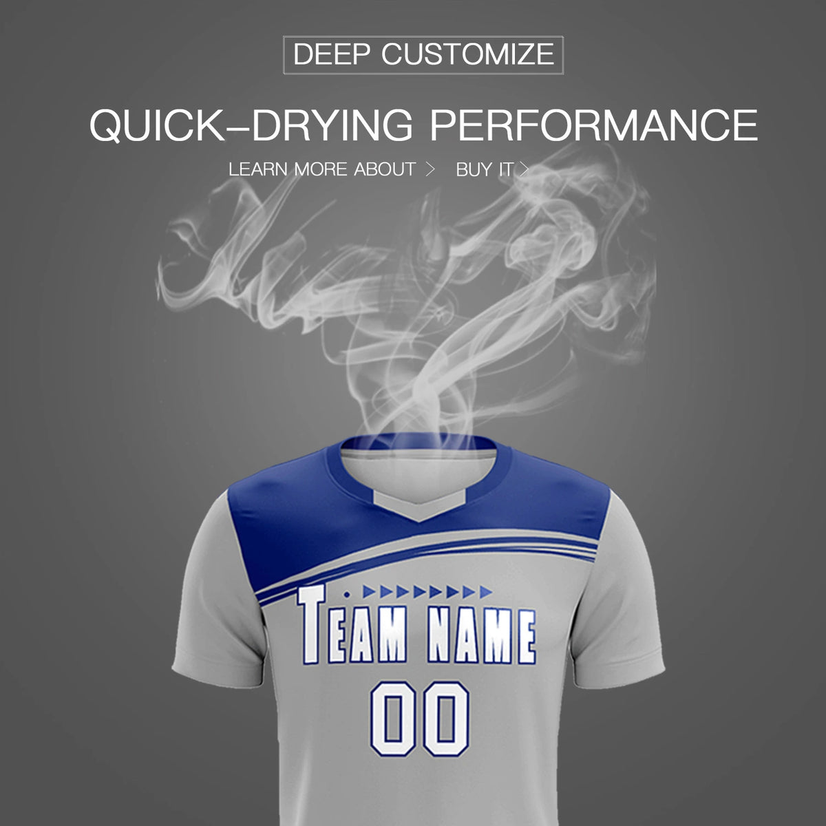 Custom Gray Sky Blue Personalized Men Soccer Sets Jersey